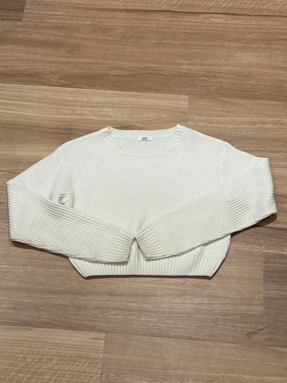 Ardene Cream Ribbed Crewneck Sweater
